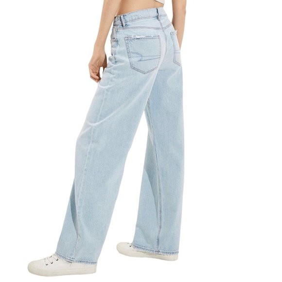 NWT American Eagle Womens 18R AE Low Rise Skater Jean Baggy Wide Leg Light Wash - Picture 7 of 8